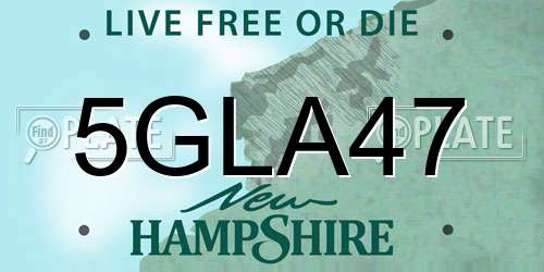 5GLA47 New Hampshire License Plate