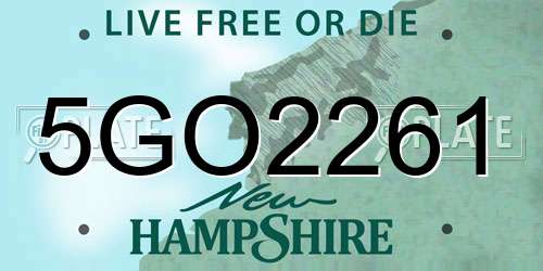 5GO2261 New Hampshire License Plate