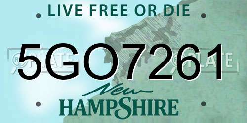 5GO7261 New Hampshire License Plate