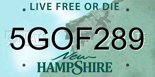 5GOF289 New Hampshire License Plate