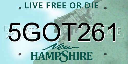 5GOT261 New Hampshire License Plate