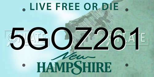 5GOZ261 New Hampshire License Plate