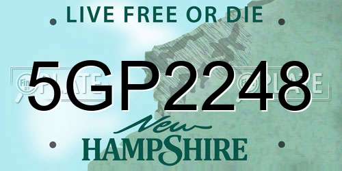 5GP2248 New Hampshire License Plate