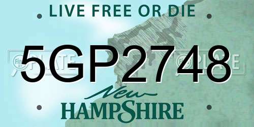 5GP2748 New Hampshire License Plate