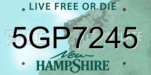5GP7245 New Hampshire License Plate
