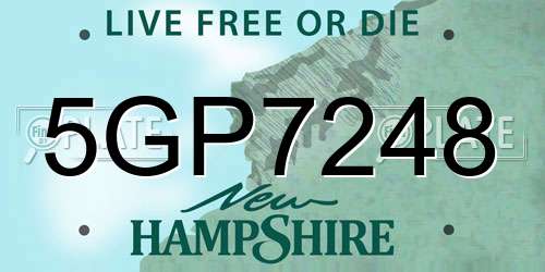 5GP7248 New Hampshire License Plate