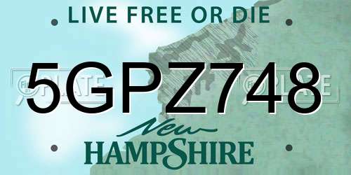 5GPZ748 New Hampshire License Plate
