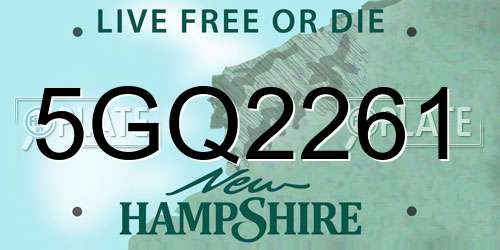 5GQ2261 New Hampshire License Plate