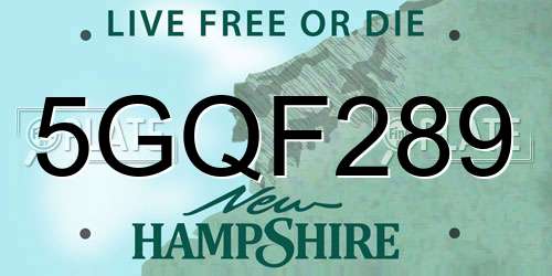 5GQF289 New Hampshire License Plate