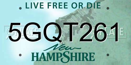5GQT261 New Hampshire License Plate