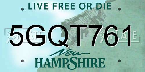 5GQT761 New Hampshire License Plate