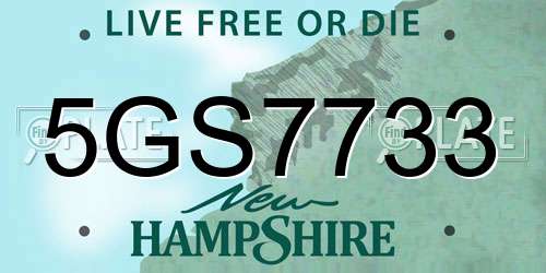 5GS7733 New Hampshire License Plate