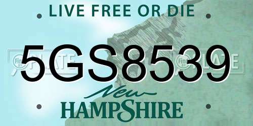 5GS8539 New Hampshire License Plate