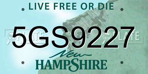 5GS9227 New Hampshire License Plate