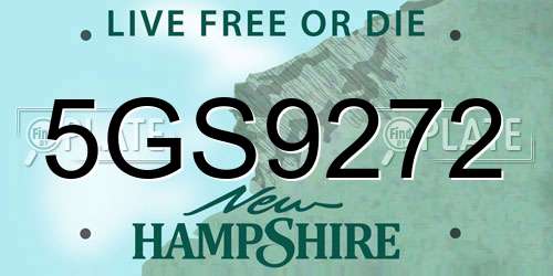 5GS9272 New Hampshire License Plate
