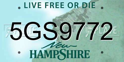 5GS9772 New Hampshire License Plate