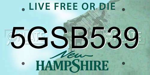 5GSB539 New Hampshire License Plate