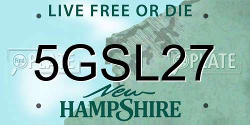 5GSL27 New Hampshire License Plate