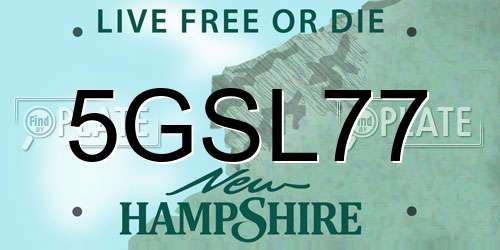 5GSL77 New Hampshire License Plate