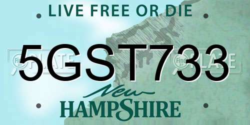 5GST733 New Hampshire License Plate