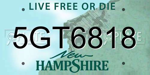 5GT6818 New Hampshire License Plate