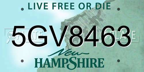 5GV8463 New Hampshire License Plate