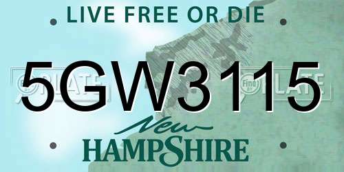 5GW3115 New Hampshire License Plate