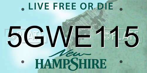 5GWE115 New Hampshire License Plate