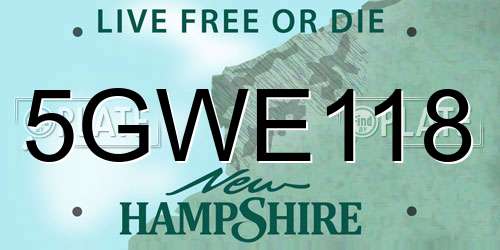 5GWE118 New Hampshire License Plate