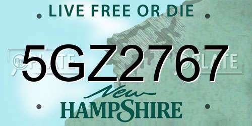 5GZ2767 New Hampshire License Plate