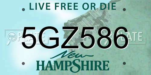 5GZ586 New Hampshire License Plate