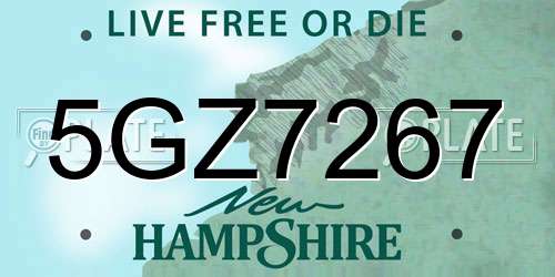 5GZ7267 New Hampshire License Plate
