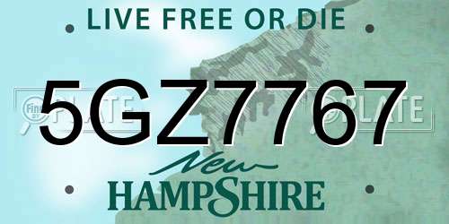 5GZ7767 New Hampshire License Plate