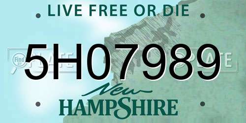 5H07989 New Hampshire License Plate