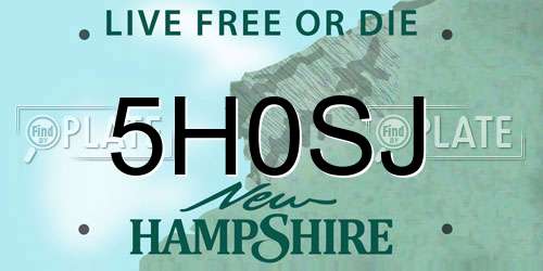 5H0SJ New Hampshire License Plate