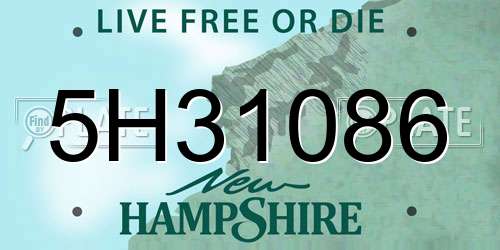 5H31086 New Hampshire License Plate
