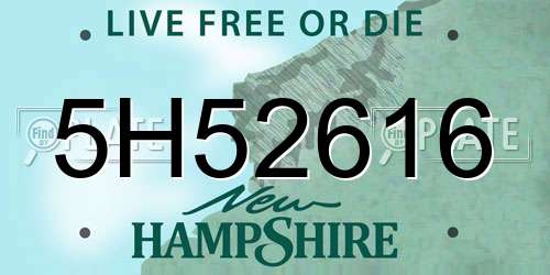 5H52616 New Hampshire License Plate