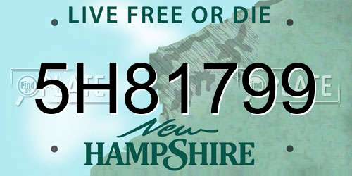 5H81799 New Hampshire License Plate