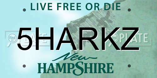 5HARKZ New Hampshire License Plate