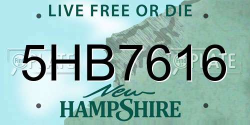 5HB7616 New Hampshire License Plate