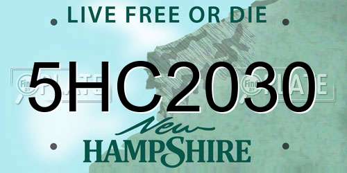 5HC2030 New Hampshire License Plate