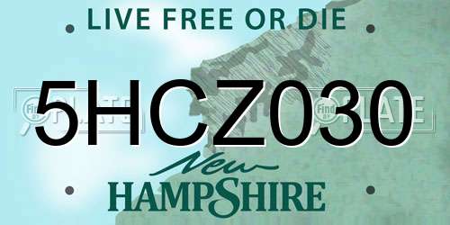5HCZ030 New Hampshire License Plate