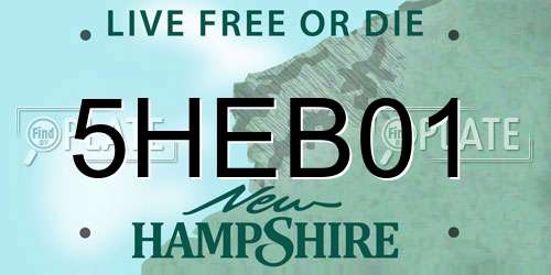 5HEB01 New Hampshire License Plate