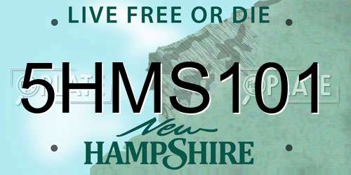5HMS101 New Hampshire License Plate