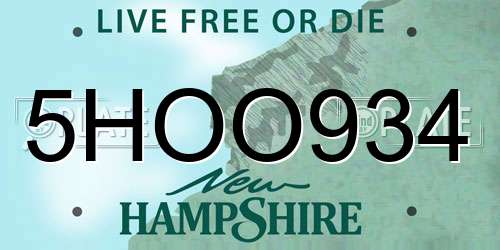 5HOO934 New Hampshire License Plate