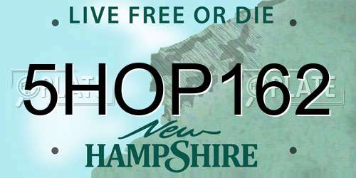 5HOP162 New Hampshire License Plate