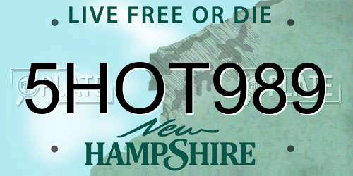 5HOT989 New Hampshire License Plate