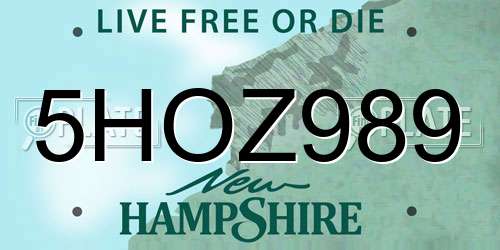 5HOZ989 New Hampshire License Plate