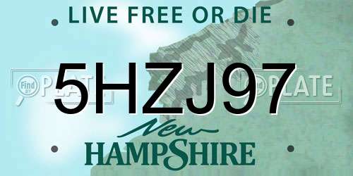 5HZJ97 New Hampshire License Plate