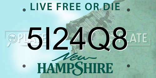 5I24Q8 New Hampshire License Plate